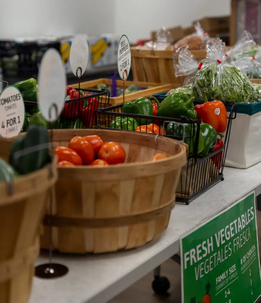 close up of vegetables in food pantry