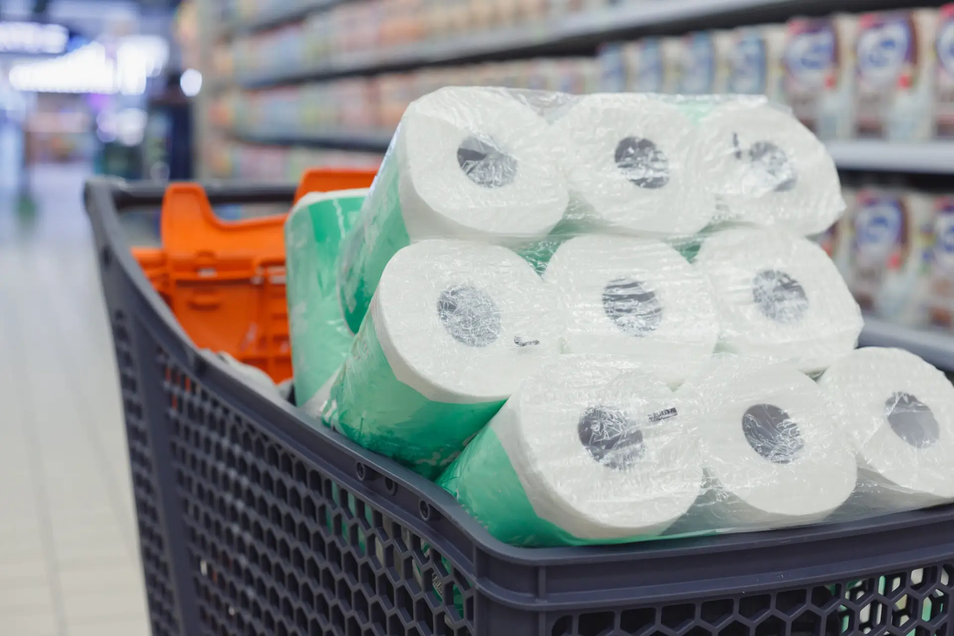 cart full of paper towel